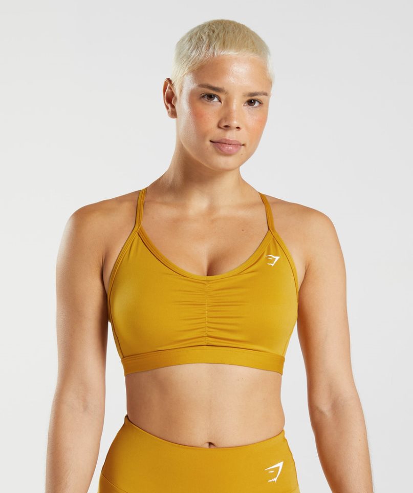 Women\'s Gymshark Ruched Sports Bra Yellow | CA 0836D1